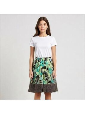 East 5th Floral Skirt Green Black - Size 14